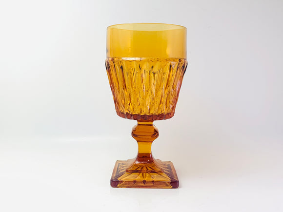 Vintage Mt Vernon Amber Indiana Glass Goblet