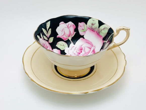 SOLD! Vintage Paragon H.M. Queen Mary Fine Bone China Floating Cabbage Rose Tea Cup and Saucer