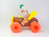 Vintage 60s Fisher Price Jalopy Wooden Pull Toy Clown Car #724
