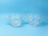 1929-1933 Jeanette Cubist Clear Glass Cream and Sugar Set