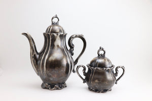SOLD! 1940’s Smoke Bavaria Feinsilber Dekor Vintage Tea Pot and Sugar Bowl