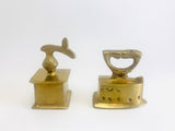 Vintage Carved Brass Miniature Coffee Grinder and Iron