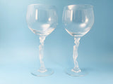 Vintage Bayel France Nude Woman Wine Glasses, Frosted Crystal Stemware