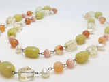 Vintage Stone, Acrylic and Faux Pearl Bead Necklace
