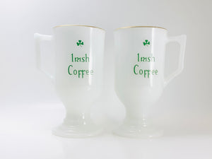Vintage Irish Coffee Milk Glass Mugs