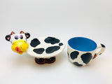 SOLD! Vintage Porcelain Cow Cup and Saucer Stand