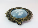 Vintage Italian Ornate Metal Framed Print “Miss Jane Bowles”, Convex Glass