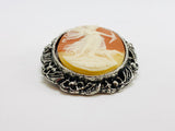 Vintage Artemis, Diana Goddess of the Hunt, Cameo Brooch