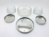 1950’s 6 Piece Powder Room Set, Brush, Comb, Mirror and 3 Powder Jars