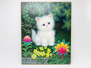 1970’s K Chin Kitten Litho on Hardboard