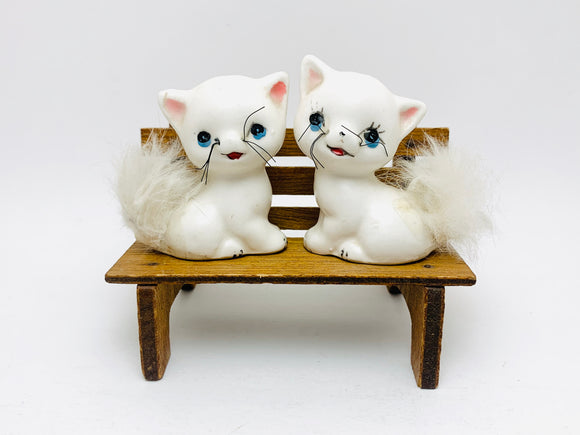 1950’s Cat Salt and Pepper Shakers with Real Fur Tails