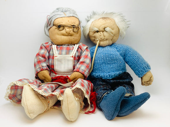 SOLD! Vintage Grandma and Grandpa Hand Made Pantyhose Dolls