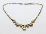 1940’s Lace Dentelle Jay Kel Sterling Silver Pink Rhinestone Necklace and Clip on Earrings Set