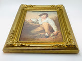 SOLD! Vintage Boy and Rabbit, Henry Raeburn Wood and Plaster Framed Print