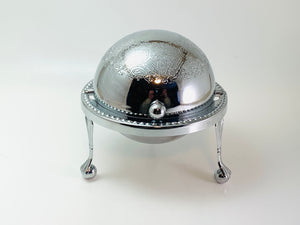 Vintage Silver Butter Dome With Glass Insert