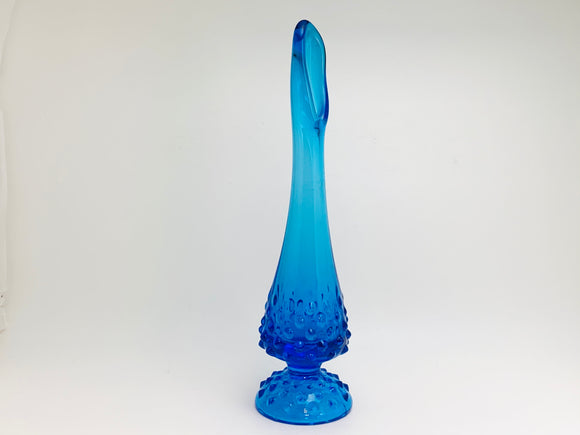 Vintage Fenton Blue Swung Glass Hobnail Vase