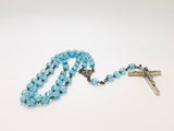 Vintage Acrylic Ice Blue Bead Rosary
