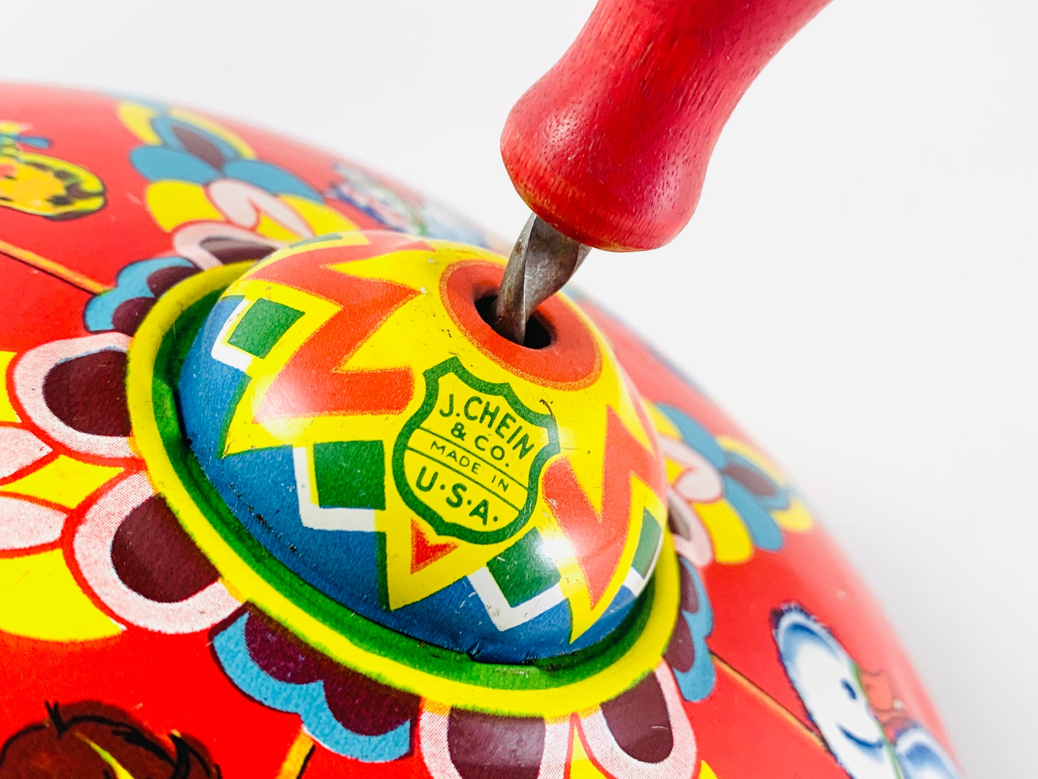 Vintage J. Chein & Co. Carousel Tin Toy Spinning Top