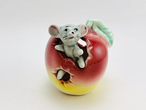 1950’s Giftcraft Japan Porcelain Mouse in an Apple