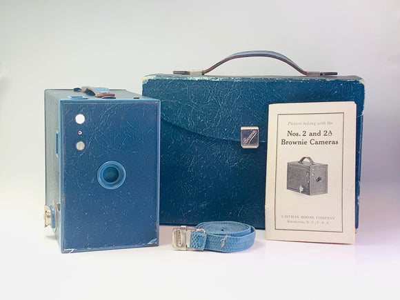 1929-1933 Blue Brownie 2A Model C Camera with Case and Instructions