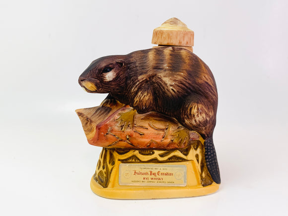 Vintage Hudson’s Bay Rye Whiskey Beaver Bottle