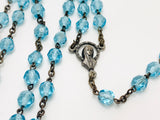 Vintage Acrylic Ice Blue Bead Rosary
