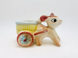 1950’s Deer Pulling Cart Porcelain Toothpick Holder Foreign Japan