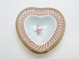 Vintage Floral Heart Ring Dish
