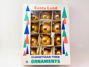 Vintage Santaland Glass Gold Ornaments
