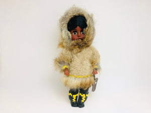 Vintage Sleepy Eye Eskimo Doll with Papoose and Real Fur Coat