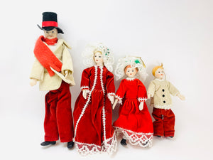 Vintage Velvet Porcelain Christmas Family Tree Ornaments
