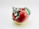 1950’s Giftcraft Japan Porcelain Mouse in an Apple