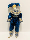 Vintage 17” Porcelain Harlequin Jester Clown Doll