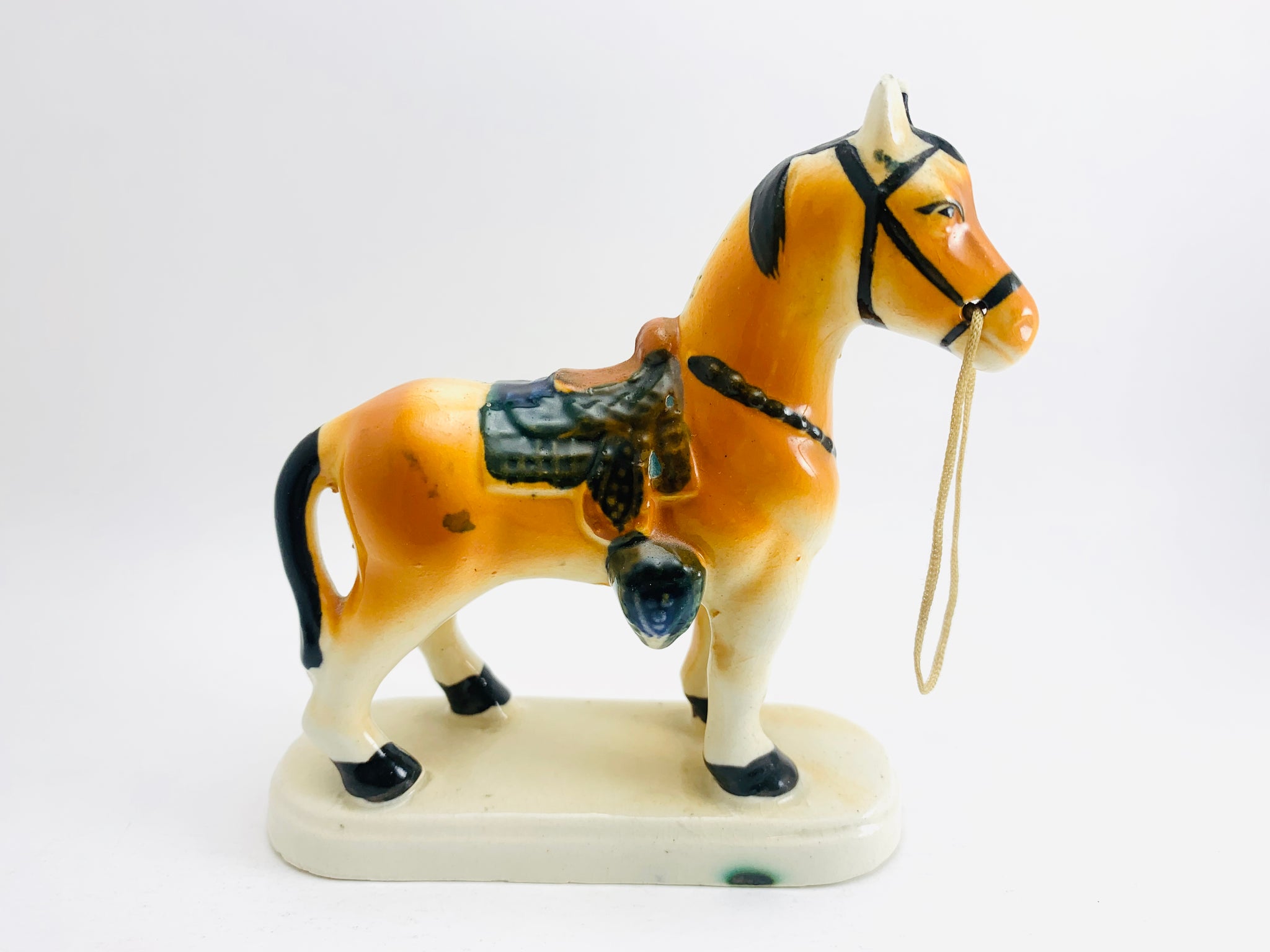 1950's Porcelain Horse with Reins and Saddle