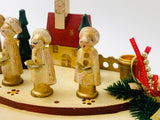 Vintage Christmas Four People Singing Wooden Scene Candle Holder