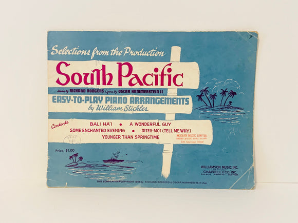 1956 Selections From The Production “South Pacific” Piano Sheet Music