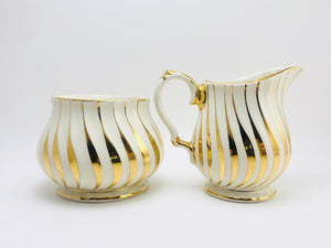 1940’s Sadler England White & Gold Sugar and Creamer Set Numbered 2737