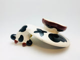 SOLD! Vintage Porcelain Cow Cup and Saucer Stand