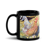 Vintage Hen Black Glossy Mug