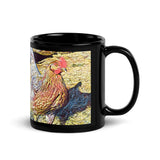 Vintage Hen Black Glossy Mug