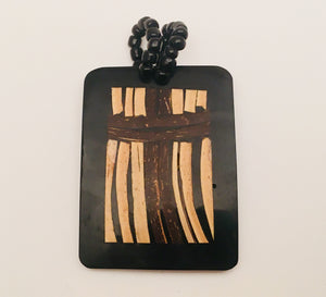 Wood Inlay Cross Pendant