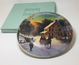 1989 Avon Christmas Plate "Home For The Holidays" Porcelain Plate 22K Gold Trim
