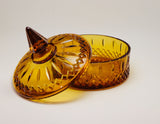 SOLD! 1970’s Indiana Glass Amber Princess Candy Bowl with Lid