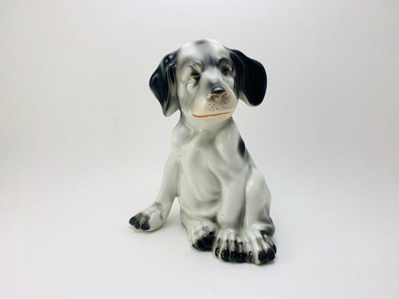 1970’s Hand Painted Black and White Porcelain Dog