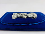 SOLD! 1960’s Italian Pewter Praying Boy and Girl on Royal Blue Velvet Wall Hangings