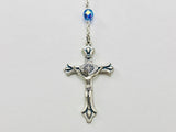 SOLD! 1950’s Rosary Blue Glass Aurora Borealis Beads Italy