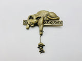 SOLD! Vintage JJ Jonette Bronze Pewter Cat Brooch