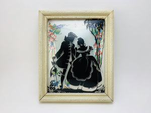SOLD! 1940’s Curved Glass Silhouette Small Framed Picture