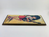 SOLD! 1970’s Lien Mei Print on Board, Girl Playing Guitar