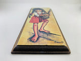 SOLD! 1970’s Lien Mei Print on Board, Girl Playing Guitar